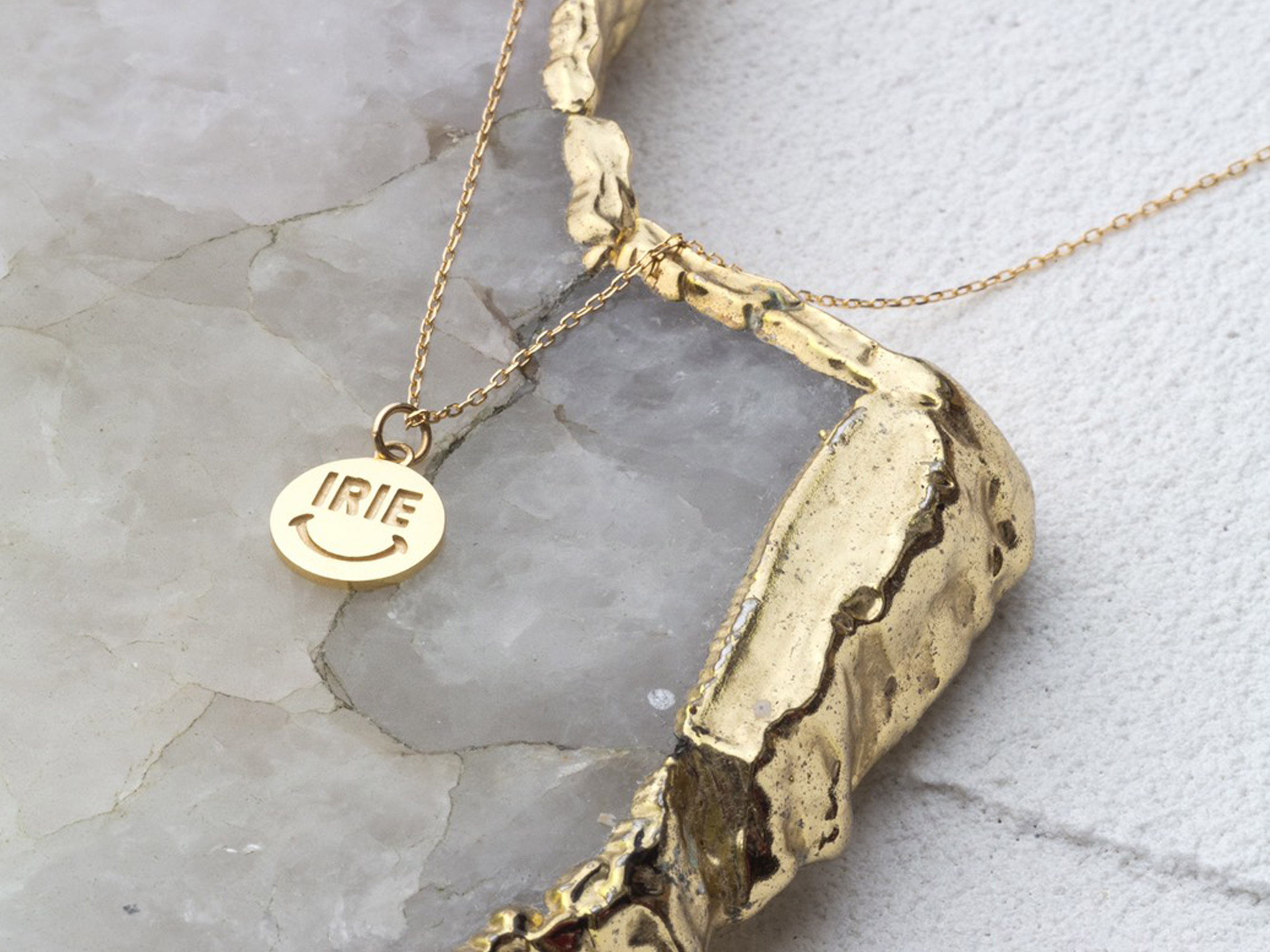 Smiley イエローゴールドネックレス K18 - IRIE JEWELRY