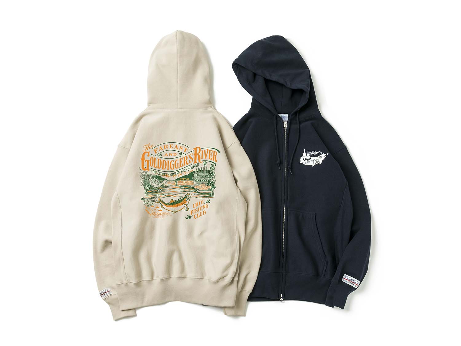 ×NATURALLY PAINT - GOLD DIGGER’S RIVER ZIP UP HOODIE - IRIE FISHING CLUB