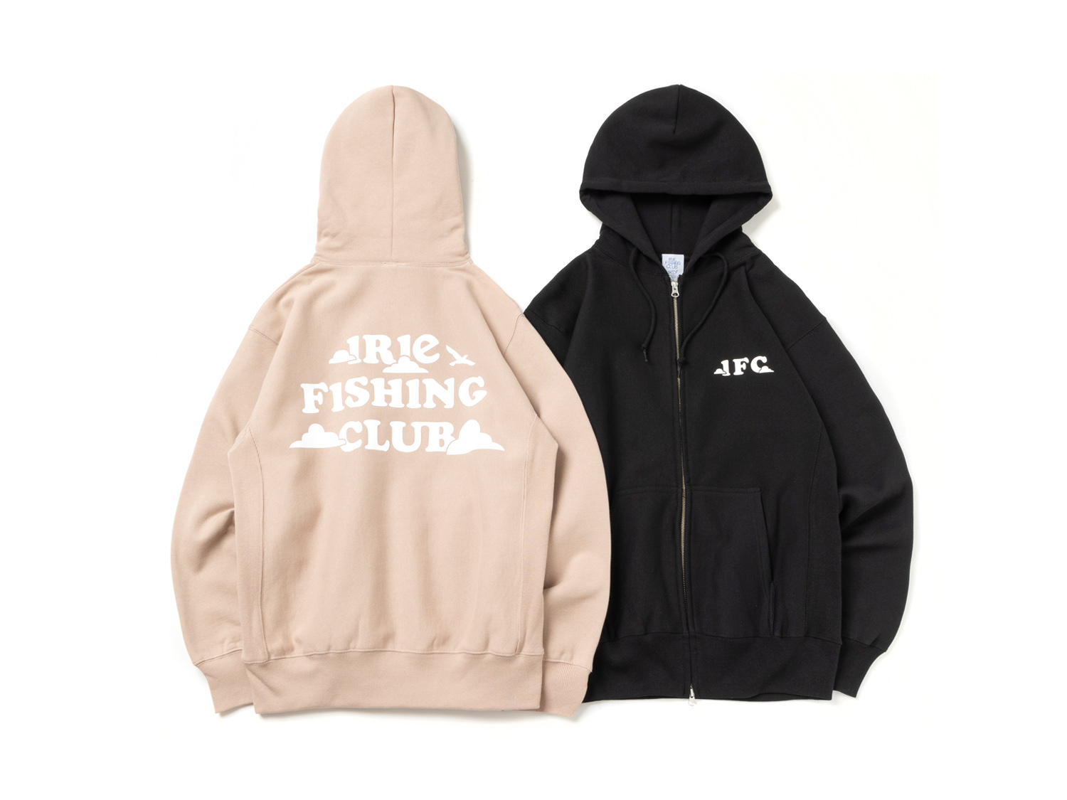 SKY TEXT LOGO ZIP UP HOODIE - IRIE FISHING CLUB