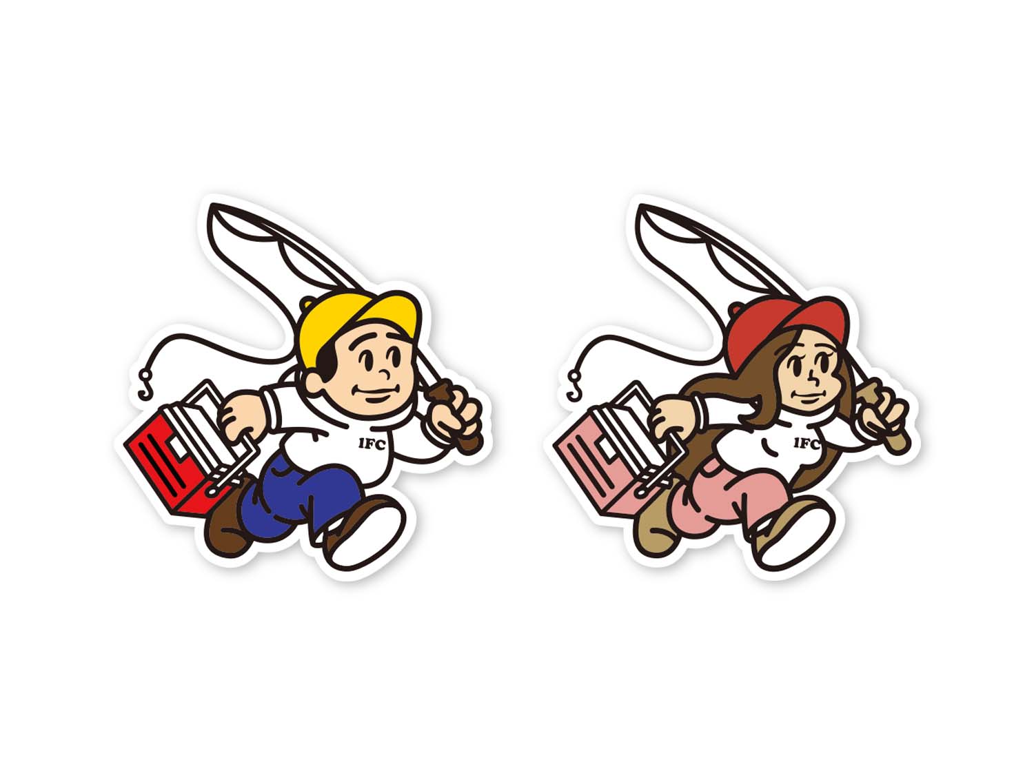 I.F.C FISHING BOY & GIRL W.P STICKER